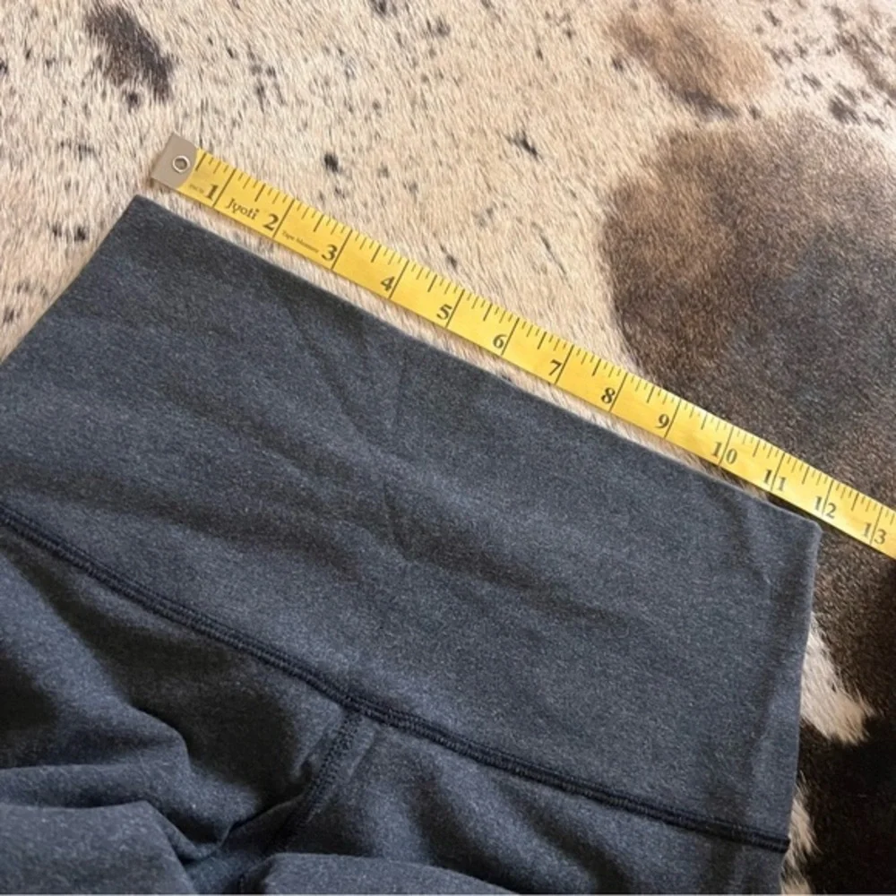 LULULEMON Wunder Under Crop Leggings Cotton Roll Down Pants Heathered Black Sz 4